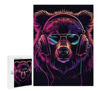 for Adults 500 PCS Puzzle Neon Bear Headphones Art Jigsaw Puzzles for Adults But Fun And Humorous for Birthday, Chrismas for Is Ideal As A Gift 500 PCS