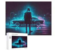 for Adults 500 PCS Puzzle Neon Cityscape with Vintage Car Adult Puzzles Hands-on Game Improve Memory Unique Gifts for Birthday And Christmas 500 PCS