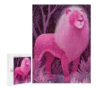 for Adults 500 PCS Puzzle Pink Lion in A Forest Illustration Jigsaw Puzzles for Adults But Fun And Humorous for Birthday, Chrismas for Is Ideal As A Gift 500 PCS