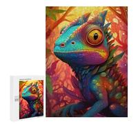 for Adults 500 PCS Puzzle Rainbow Lizard in Fantasy Forest Adult Puzzles Hands-on Game Improve Memory Unique Gifts for Birthday And Christmas 500 PCS