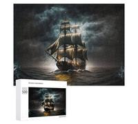 for Adults 500 PCS Puzzle Stormy Sails A Pirate Ship's Journey Adult Puzzles Hands-on Game Improve Memory Unique Gifts for Birthday And Christmas 500 PCS
