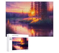 for Adults 500 PCS Puzzle Sunset Reflections in The Forest Adult Puzzles Hands-on Game Improve Memory Unique Gifts for Birthday And Christmas 500 PCS
