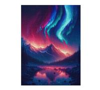 for Adults 52x38cm/1000pcs Jigsaw Puzzle Aurora Mountain Reflections Adult Jigsaw Brain Teaser Game Enhance Memory Unique Birthday And Xmas Gifts 52x38cm/1000pcs