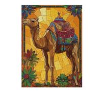 for Adults 52x38cm/1000pcs Jigsaw Puzzle Camel Stained Glass Art Adult Jigsaw Puzzle Relax Games Wall Decoration Fun at Home Activities, 52x38cm/1000pcs