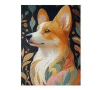 for Adults 52x38cm/1000pcs Jigsaw Puzzle Corgi with Floral Pattern Animal Adult Jigsaw Puzzle Relax Games Wall Decoration Fun at Home Activities, 52x38cm/1000pcs