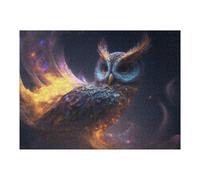 for Adults 52x38cm/1000pcs Jigsaw Puzzle Galactic Owl with Fiery Wings Jigsaws for Adults Anti-Stress Toys Stress Reliever Challenging Game Gifts 52x38cm/1000pcs