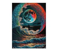for Adults 52x38cm/1000pcs Jigsaw Puzzle Ocean Wave Moon Painting Jigsaw for Adults Brain Teaser Game Presents for Women Fun at Home Activities, 52x38cm/1000pcs