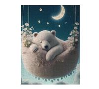 for Adults 52x38cm/1000pcs Jigsaw Puzzle Polar Bear Dreams in Moonlit Sky Jigsaw for Adults Brain Teaser Game Presents for Women Fun at Home Activities, 52x38cm/1000pcs