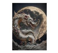 for Adults 52x38cm/1000pcs Jigsaw Puzzle Seraphic Dragon Moonlit Sky Jigsaws for Adults Anti-Stress Toys Stress Reliever Challenging Game Gifts 52x38cm/1000pcs