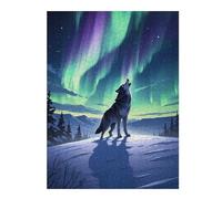 for Adults 52x38cm/1000pcs Jigsaw Puzzle Wolf Howling Aurora Borealis Jigsaw for Adults Toy Wall Decor Perfect Decoration Unique Birthday And Xmas Gifts 52x38cm/1000pcs