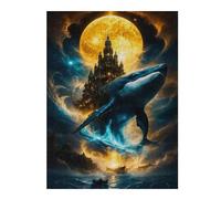 for Adults 52x38cm/1000pcs Puzzle Celestial Whale & Moonlit Fantasy Citadel - Surreal Cosmic Ocean Artwork Jigsaws for Adults Relaxing Games Presents for Women for Is Ideal As A Gift 52x38cm/1000pcs