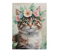 for Adults 52x38cm/1000pcs Puzzle Cute Cat with Flower Crown Watercolor Jigsaws for Adults Relax Games But Fun And Humorous Birthday And Unique Gifts 52x38cm/1000pcs