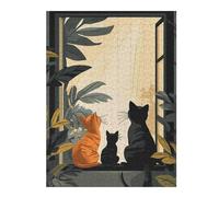 for Adults 52x38cm/1000pcs Puzzle Three Cats Looking Out Window Jigsaws for Adults Relaxing Games Presents for Women for Is Ideal As A Gift 52x38cm/1000pcs