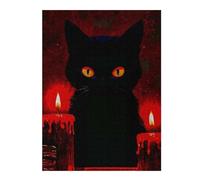 for Adults 52x38cm/1000pcs Puzzle Witch Black Cat And Red Candles Jigsaw for Adults Fun Games Hand Speed Race Unique Gifts for Birthday And Christmas 52x38cm/1000pcs