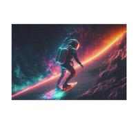 for Adults 75x50cm/1000pcs Jigsaw Puzzle Astronaut Surfing in Space -4 Jigsaws for Adults Anti-Stress Toys Stress Reliever Challenging Game Gifts 75x50cm/1000pcs