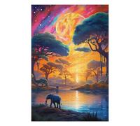 for Adults 75x50cm/1000pcs Jigsaw Puzzle Elephant Serenity A Vibrant Sunset Scene Jigsaws for Adults Anti-Stress Toys Stress Reliever Challenging Game Gifts 75x50cm/1000pcs