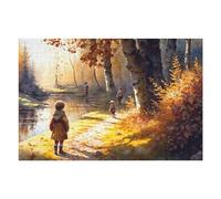 for Adults 75x50cm/1000pcs Puzzle Autumn Walk by The River Adult Puzzles Hands-on Game Improve Memory Unique Gifts for Birthday And Christmas 75x50cm/1000pcs