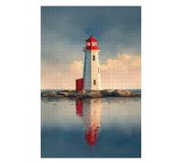 for Adults 75x50cm/1000pcs Puzzle Lighthouse on Rocky Islet Reflected Lighthouse at Sunset Jigsaws for Adults Relaxing Games Presents for Women for Is Ideal As A Gift 75x50cm/1000pcs