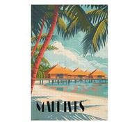 for Adults 75x50cm/1000pcs Puzzle Maldives Paradise Huts Jigsaw for Adults Fun Games Hand Speed Race Unique Gifts for Birthday And Christmas 75x50cm/1000pcs