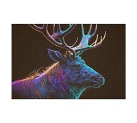 for Adults 75x50cm/1000pcs Puzzle Neon Elk Portrait Artwork Adult Puzzles Hands-on Game Improve Memory Unique Gifts for Birthday And Christmas 75x50cm/1000pcs