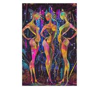 for Adults 75x50cm/1000pcs Puzzle Neon Radiance - The Three Muses in A Futuristic Glow Jigsaw for Adults Fun Games Hand Speed Race Unique Gifts for Birthday And Christmas 75x50cm/1000pcs