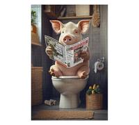 for Adults 75x50cm/1000pcs Puzzle Pig Reading Newspaper on Toilet Jigsaw for Adults Fun Games Hand Speed Race Unique Gifts for Birthday And Christmas 75x50cm/1000pcs