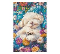 for Adults 75x50cm/1000pcs Puzzle Sleeping Dog in Floral Meadow Jigsaws for Adults Relaxing Games Presents for Women for Is Ideal As A Gift 75x50cm/1000pcs