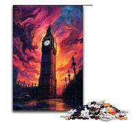 for Adults Jigsaw A Large Bell Tower Above The City 1000 Piece Wooden Jigsaw for Adults& Kids Age 12 Years Up 1000 PCS(75x50cm)