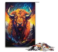 for Adults Jigsaw Bison's Colorful Psychedelic 1000 Piece Wooden Jigsaw for Adults& Kids Age 12 Years Up 1000 PCS(38x26cm)