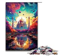 for Adults Jigsaw Colorful Psychedelia of Taj Mahal in India 1000 Piece Wooden Jigsaw for Adults& Kids Age 12 Years Up 1000 PCS(75x50cm)