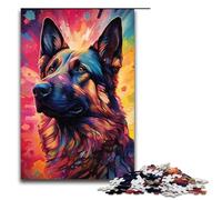 for Adults Jigsaw Colorful Psychedelic German Shepherd Dog 1000 Piece Wooden Jigsaw for Adults& Kids Age 12 Years Up 1000 PCS(75x50cm)