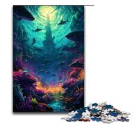for Adults Jigsaw Colorful Psychedelic Ocean World 1000 Piece Wooden Jigsaw for Adults& Kids Age 12 Years Up 1000 PCS(75x50cm)