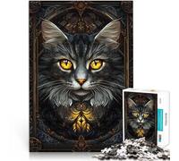 for Adults Puzzles 1000 Piece Jigsaws Black Cat Kintsugi Art Made of wood,for and from 14 years and over Train your brain and your hands Suitable for desktop decoration。size:50x75cm