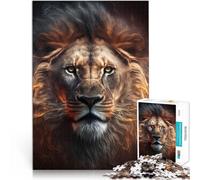for Adults Puzzles 1000 Piece Jigsaws Lion made by fire Made of cardboard for and from 14 years and over fun games for families Difficult Hard Gifts for Women Men 。size:38x52cm/14.96x20.47inch