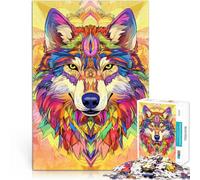 for Adults Puzzles 1000 Piece Jigsaws Neon Wolf Made of wood for and from 14 years and over Intellectual decompression educational toy Birthday Gifts。size：50x75cm/19.68x29.52inch