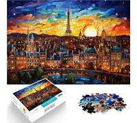 for Adults Puzzles 1000 Piece Jigsaws Paris France Stained Glass Made of cardboard，for ages 14 and over Home Decor It is ideal as a gift for the whole family。size：26x38cm/10.24x14.96inch