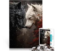 for Adults Puzzles 1000 Piece Jigsaws two wolves fighting Made of cardboard for and from 14 years and over Vacation at home: killing time Challenging Game Gifts。size:38x52cm/14.96x20.47inch