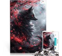 for Adults Puzzles 2000 Piece Jigsaws black kitsune fox Made of cardboard for and from 14 years and over Each piece is unique - Fun and challenging game for the whole ideas。size：70x100cm