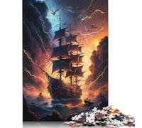 for Adults Puzzles Fantasy Pirate Ship 1000 Piece Adult Puzzles Wooden Puzzle for Adults And Kids Age 12 Years Up Great Gift for Adults size: 75x50cm