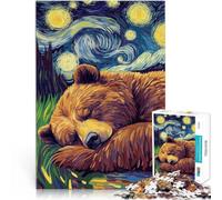 for Adults1000 Piece Puzzles Bear Sleeping Under Starry Night Made of cardboard Suitable for ages 14 and up Each piece is unique - Fun and challenging game for the whole ideas。