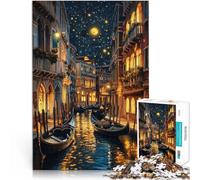 for Adults1000 Piece Puzzles “Beautiful Night In Venice” Made of wood,for and from 14 years and over Hand Speed Race Gift For Birthdays。size:50x75cm/14.96x20.47inch