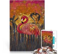 for Adults1000 Piece Puzzles “Flamingo in Gold Forest” Made of wood，for ages 14 and over Vacation at home: killing time Games Toys Gift。size：50x75cm/14.96x20.47inch