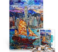 for Adults2000 Piece Puzzles Hong Kong Harbor Sunset Made of cardboard,for 14+ game wall decoration Funny gift。size:70x100cm/27.5x39.3inch