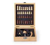 FOR ADVENTUR Bamboo Chess and Wine Set - Includes Corkscrew, Decanter, Stopper and Picker - Box Case with Foam Interior - Elegant and Eco-Friendly Gift