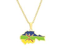 For African For Berbers Stainless Steel Map Pendant Necklaces Jewelry Gold Color Items Women Man Party Gifts Jewelry (Model 8)