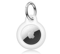 for Air tag Holder, Air tag Keyring [Twist Lock Design], TPU & Hard PC Airta g Case, 30mm Metal Spring Keychain for Car Keys, Bags, Accessories for Apple Air Tag (White)