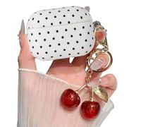 for AirPod 4 Case Cute Silicone Women Girly Aesthetic Cherries with Glitter Sparkle Cherry Keychain, Soft Protective Cover for AirPods 4