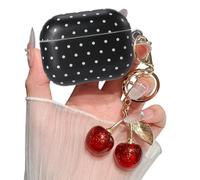 for AirPod Pro 2 Case Cute Silicone Women Girly Aesthetic Cherries with Glitter Sparkle Cherry Keychain, Soft Protective Cover for AirPods Pro 2nd/1st