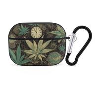 for AirPod Pro 2 Case with Keychain, Shockproof A Puff in Time Weed Marijuana Case Cover Compatible with AirPod Pro 2nd/1st Generation, Support Wireless Charging, Front LED Visible-Black
