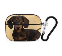 for AirPod Pro 2 Case with Keychain, Shockproof Cute Dachshund Case Cover Compatible with AirPod Pro 2nd/1st Generation, Support Wireless Charging, Front LED Visible-Black